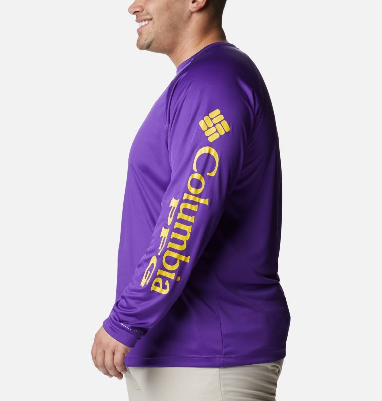 Columbia Collegiate PFG Terminal Tackle Long Sleeve - LSU Gensere Herre Lilla | Plus Size 01872P